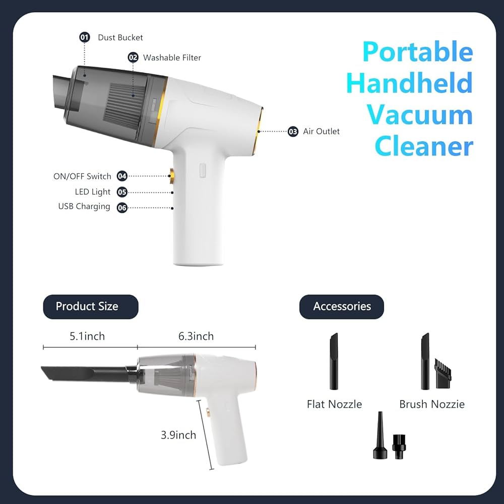 Car Vacuum Cleaner, Cordless Handheld